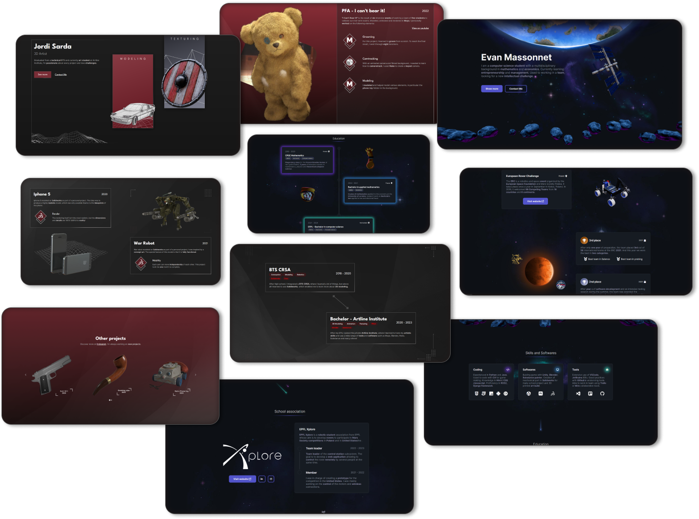 Mockups des portfolios