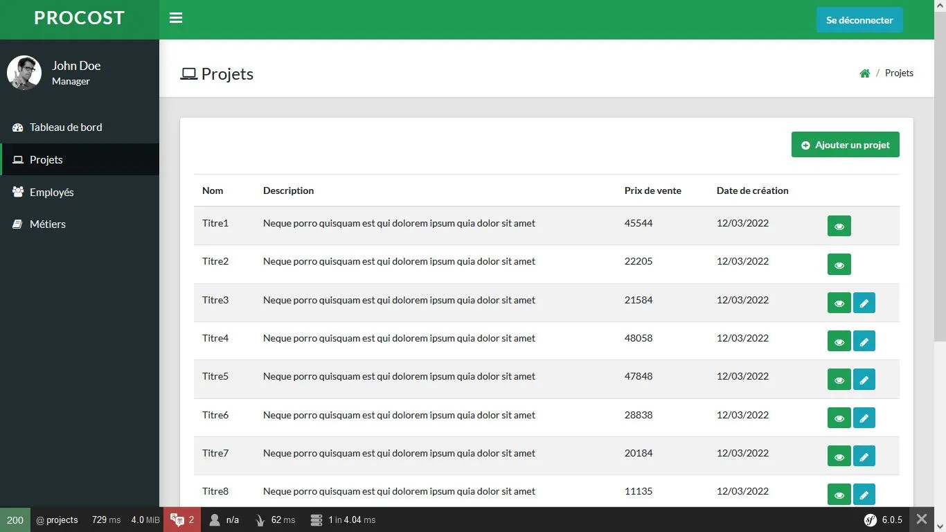 Projet Procost